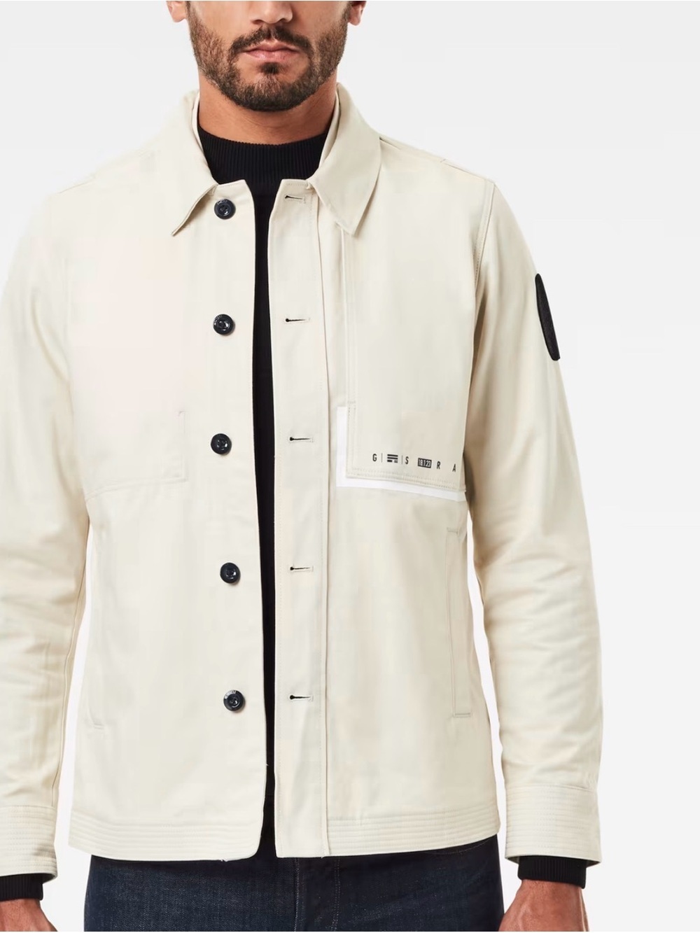 G-Star NAVAL style Button-Front Lightweight Shirt Jacket with Black Buttons
